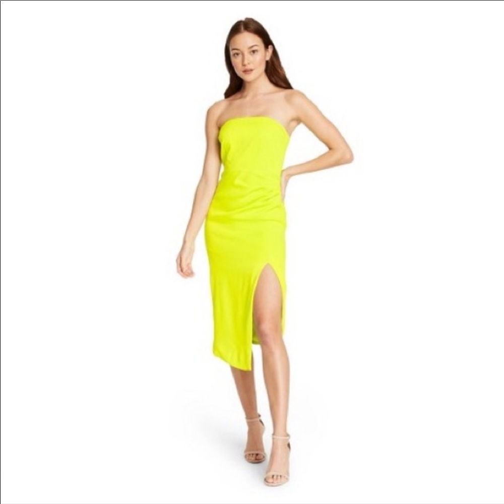 Cushnie strapless dress Neon lime green